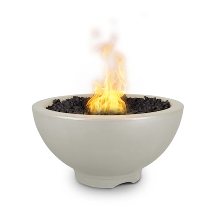 The Outdoor Plus 38 Round Sonoma Fire Pit - GFRC Concrete - Ash - Spark Ignition with Flame Sense - Natural Gas OPT-SONMA38FSEN-ASH-NG